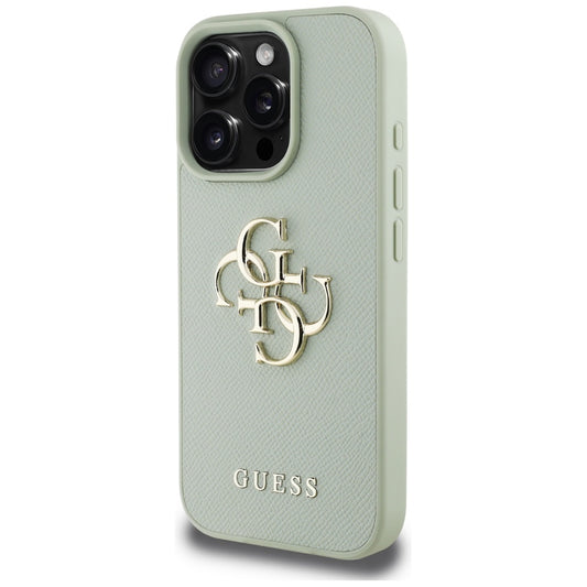 Capa para Apple iPhone 16 Pro Max, Guess, Grained Big 4G Logo Small Classic Logo, Verde