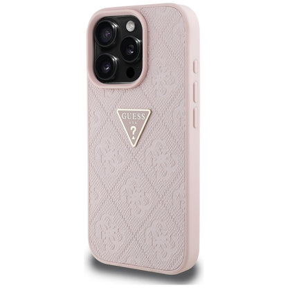 Capa para Apple iPhone 16 Pro Max, Guess, Hot Stamp 4G Pattern Triangle Logo, Rosa