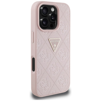 Capa para Apple iPhone 16 Pro Max, Guess, Hot Stamp 4G Pattern Triangle Logo, Rosa