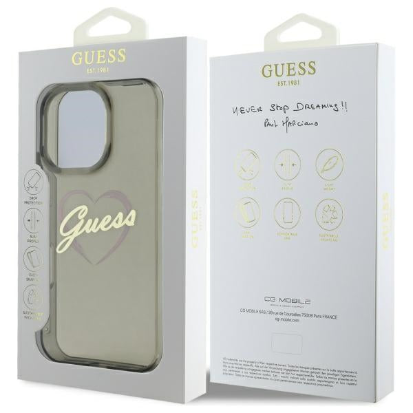 Capa para Apple iPhone 16 Pro Max, Guess, IML Heart, Preta
