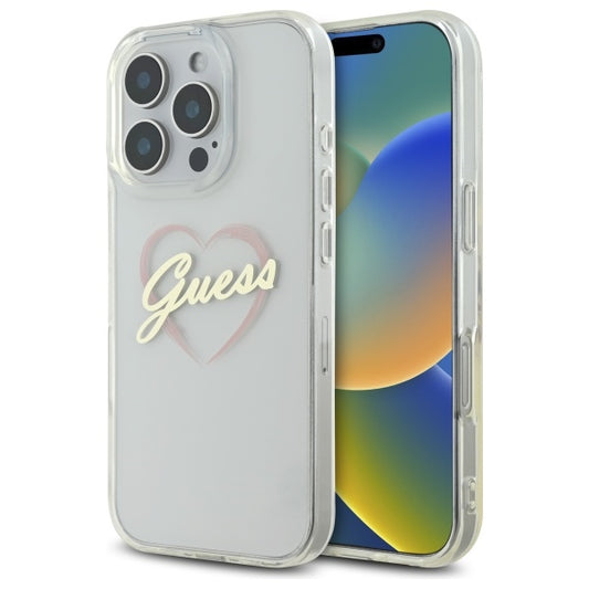 Capa para Apple iPhone 16 Pro Max, Guess, IML Heart, Transparente