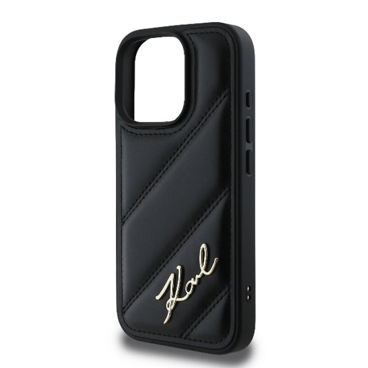 Capa para Apple iPhone 16 Pro Max, Karl Lagerfeld, Diagonal Quilted Script, Preta