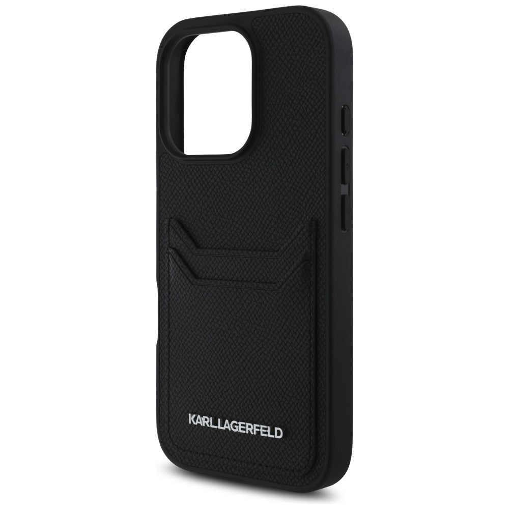 Capa para Apple iPhone 16 Pro Max, Karl Lagerfeld, Grained Cardslots, Preta