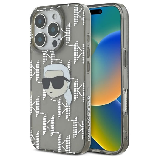 Case for Apple iPhone 16 Pro Max, Karl Lagerfeld, IML Luxury Electroplated Karl's Head, Black