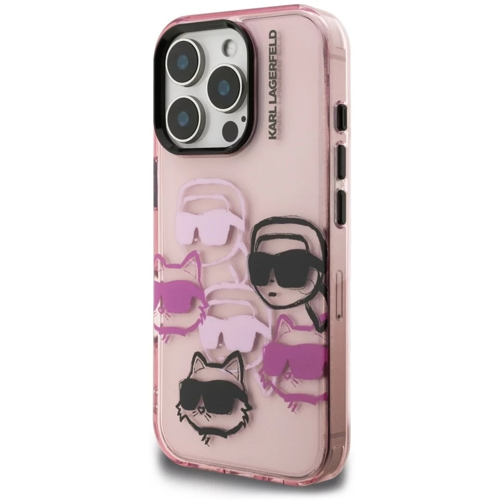 Capa para Apple iPhone 16 Pro Max, Karl Lagerfeld, IML Luxury Multi Head Pattern, Rosa