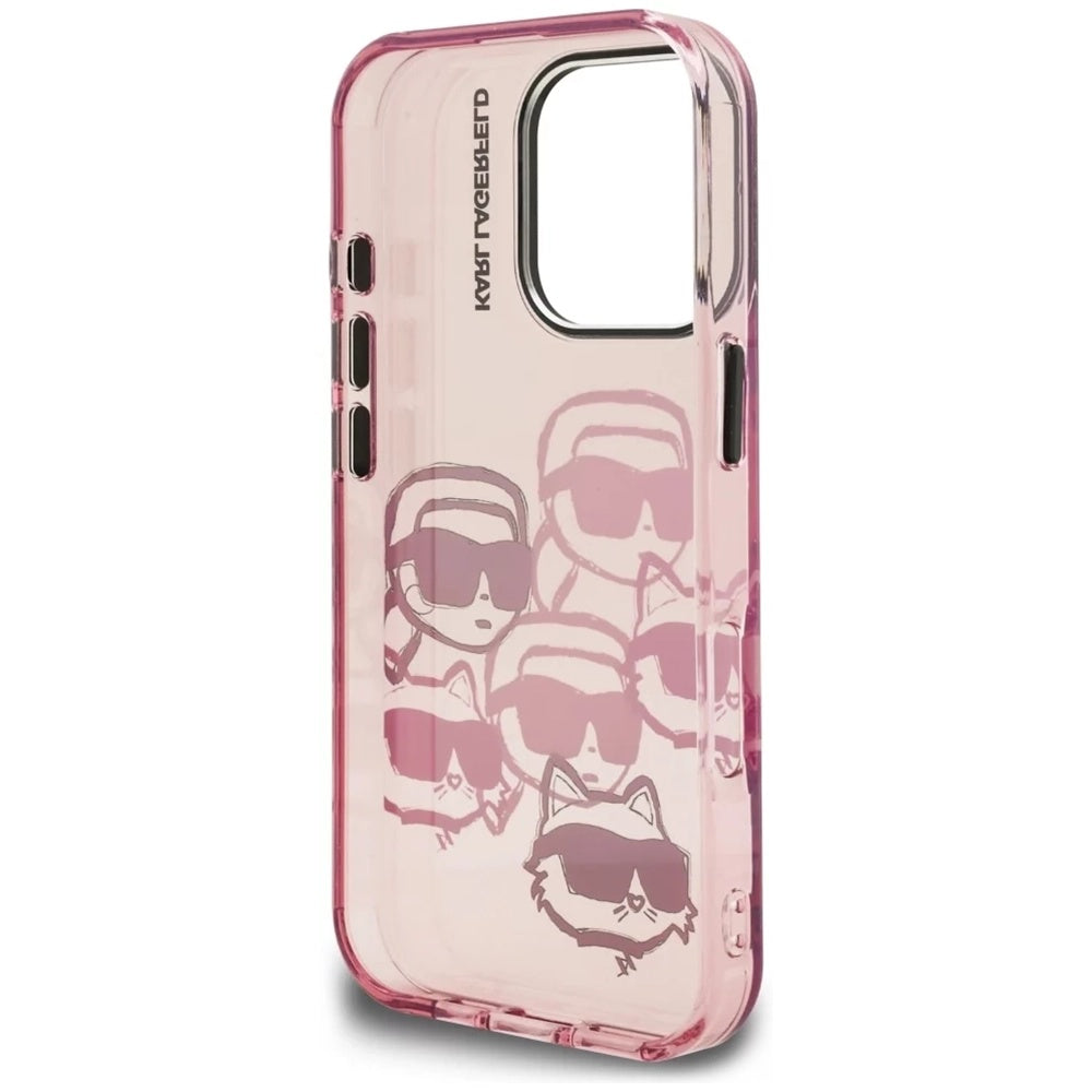 Capa para Apple iPhone 16 Pro Max, Karl Lagerfeld, IML Luxury Multi Head Pattern, Rosa