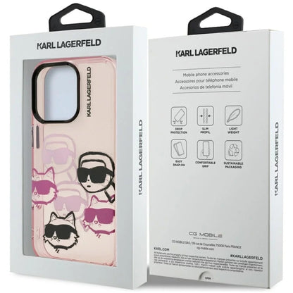 Capa para Apple iPhone 16 Pro Max, Karl Lagerfeld, IML Luxury Multi Head Pattern, Rosa
