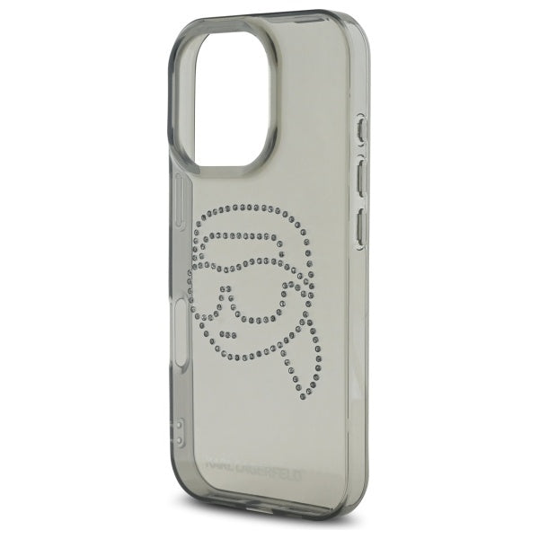 Capa para Apple iPhone 16 Pro Max, Karl Lagerfeld, IML Rhinestones Karl's Head, Preta