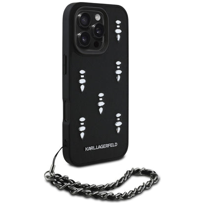 Case for Apple iPhone 16 Pro Max, Karl Lagerfeld, Saffiano Crystals & Charm, Black