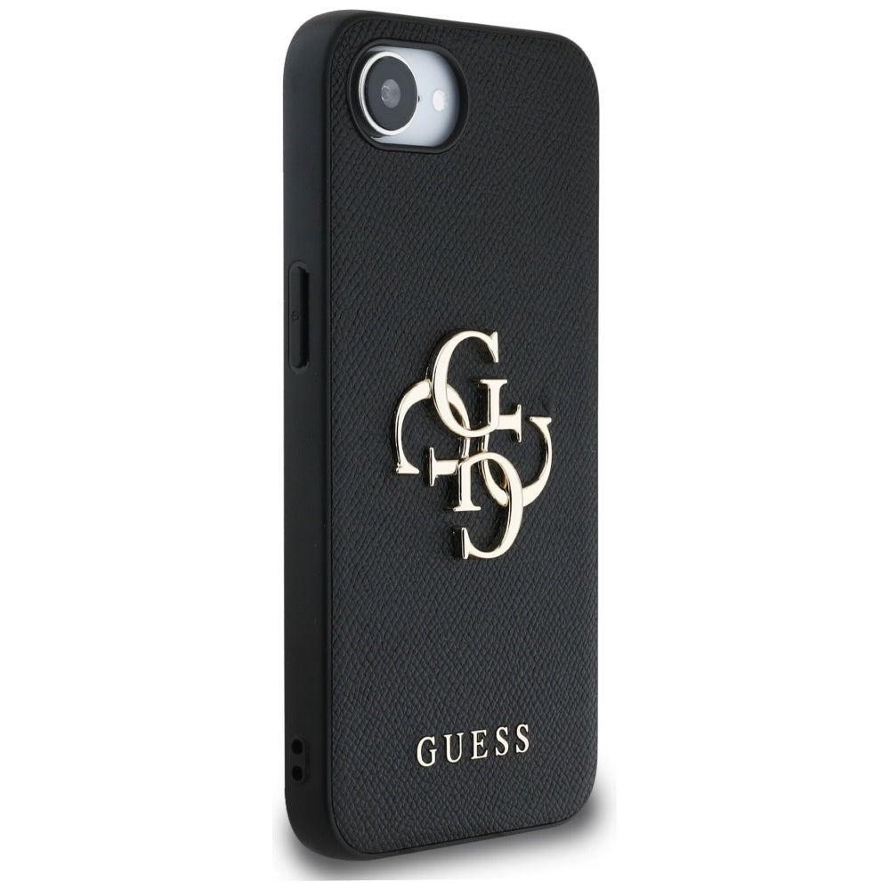 Capa para Apple iPhone 16e, Guess, 4G Grained Big and Classic Logo, Preta