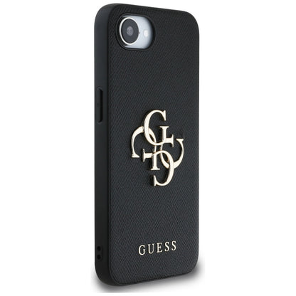 Capa para Apple iPhone 16e, Guess, 4G Grained Big and Classic Logo, Preta