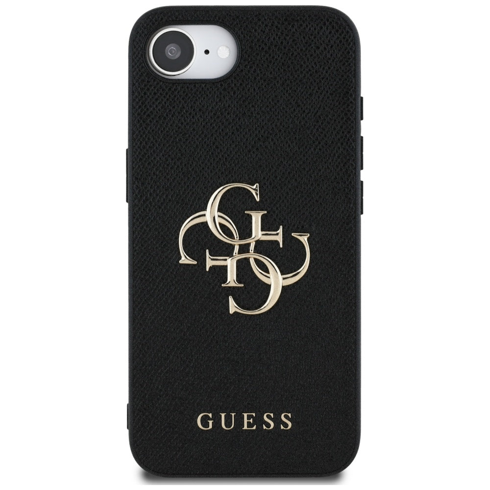 Capa para Apple iPhone 16e, Guess, 4G Grained Big and Classic Logo, Preta