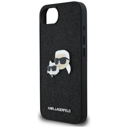 Capa para Apple iPhone 16e, Karl Lagerfeld, Glitter Fixed Karl & Choupette's Heads, Azul