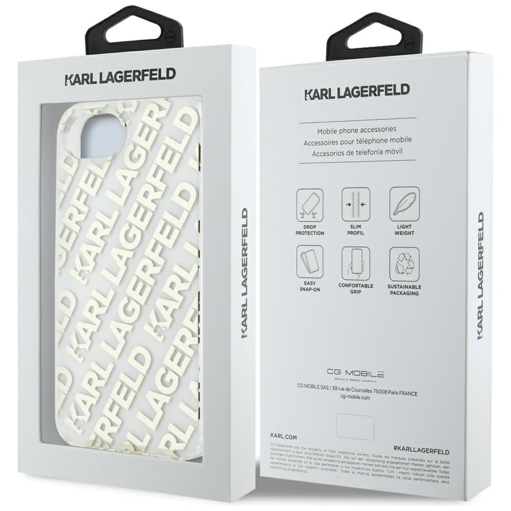 Capa para Apple iPhone 16e, Karl Lagerfeld, IML Luxury Gold Fullover Logo, Dourada