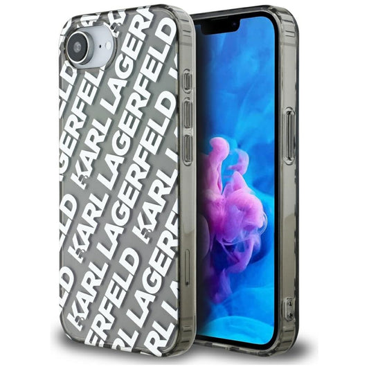 Capa para Apple iPhone 16e, Karl Lagerfeld, IML Luxury Silver Fullover Logo, Prateada