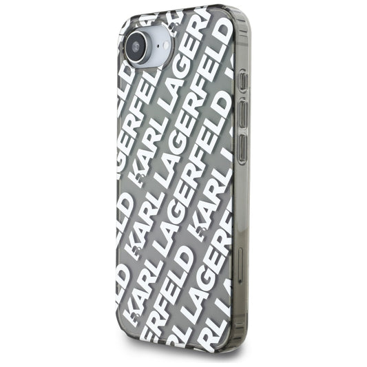 Capa para Apple iPhone 16e, Karl Lagerfeld, IML Luxury Silver Fullover Logo, Prateada