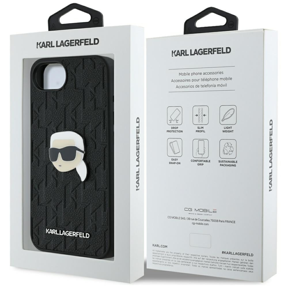 Capa para Apple iPhone 16e, Karl Lagerfeld, Monograma Karl's Head, Preta