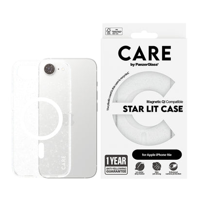 Capa para Apple iPhone 16e, PanzerGlass, Care Urban Combat Star Lit, Transparente Branca