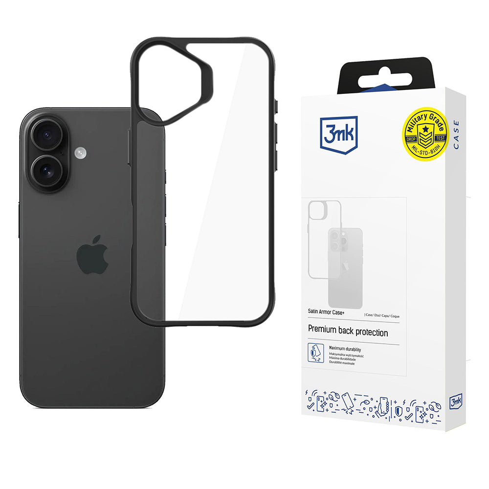 Capa para Apple iPhone 17, 3MK, Satin Armor Case+, Preta