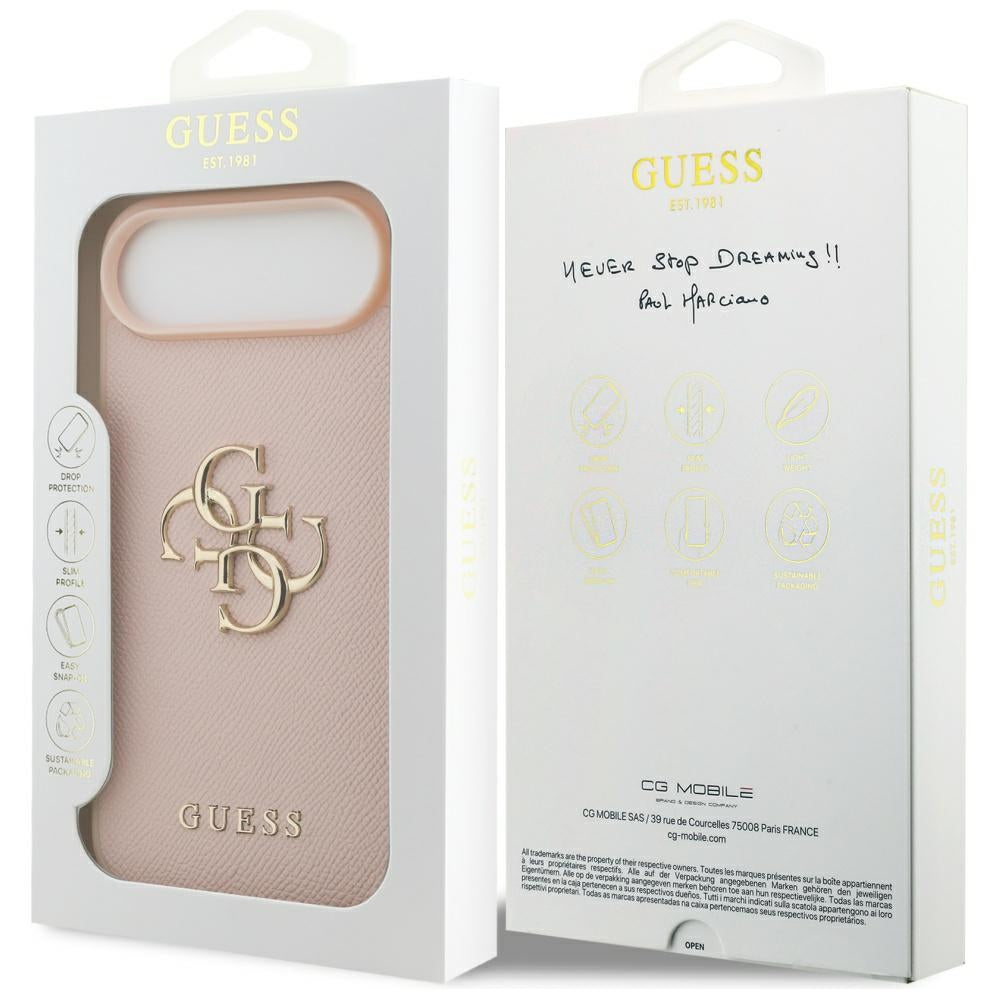 Capa para Apple iPhone 17 Air, Guess, 4G Grained Big and Classic Logo, Rosa