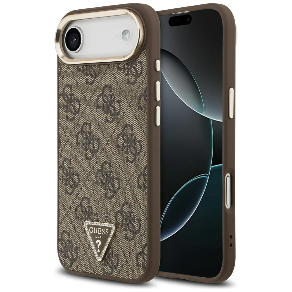 Capa para Apple iPhone 17 Air, Guess, Logo Triângulo 4G, Dourado Marrom