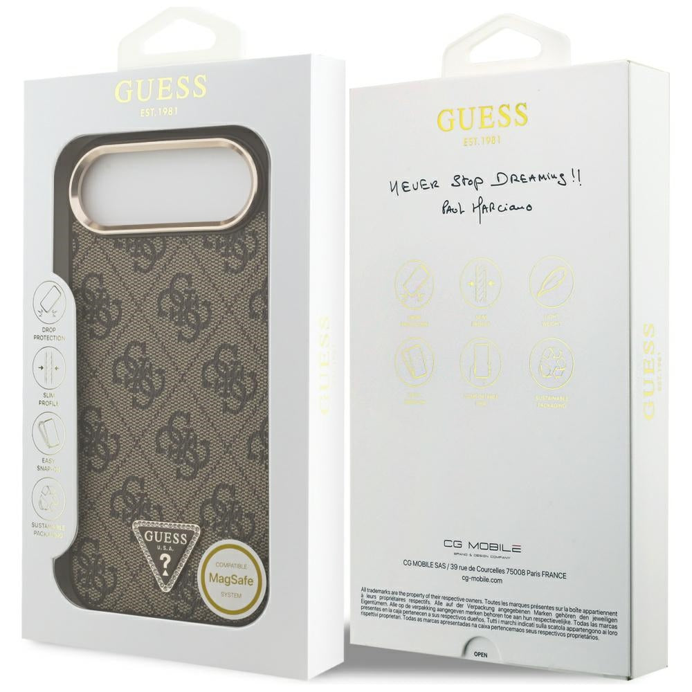 Capa para Apple iPhone 17 Air, Guess, Logo Triângulo 4G, Dourado Marrom