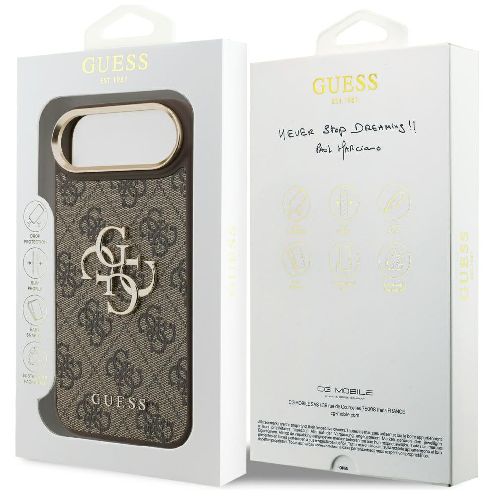 Capa para Apple iPhone 17 Air, Guess, Big 4G Logo Classic, Marrom Dourado.