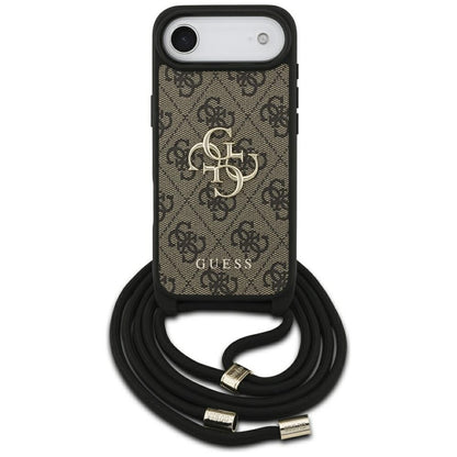 Capa para Apple iPhone 17 Air, Guess, Crossbody Cord 4G Big Log, Castanho