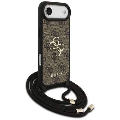 Capa para Apple iPhone 17 Air, Guess, Crossbody Cord 4G Big Log, Castanho