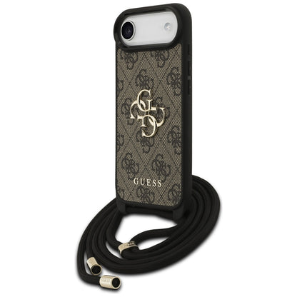 Capa para Apple iPhone 17 Air, Guess, Crossbody Cord 4G Big Log, Castanho