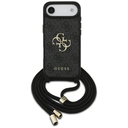 Capa para Apple iPhone 17 Air, Guess, Crossbody Cord 4G Big Log, Preta