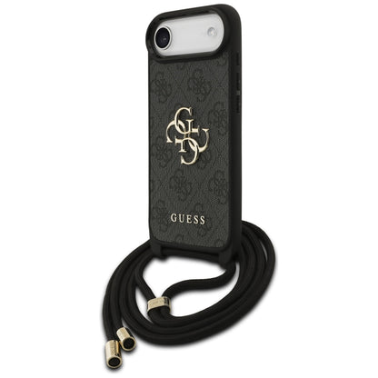 Capa para Apple iPhone 17 Air, Guess, Crossbody Cord 4G Big Log, Preta