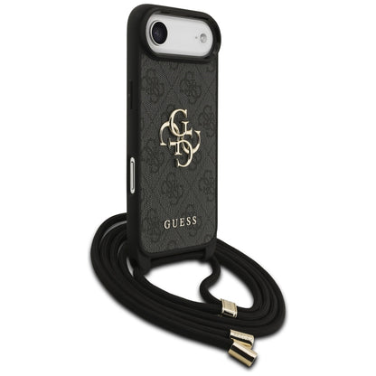 Capa para Apple iPhone 17 Air, Guess, Crossbody Cord 4G Big Log, Preta