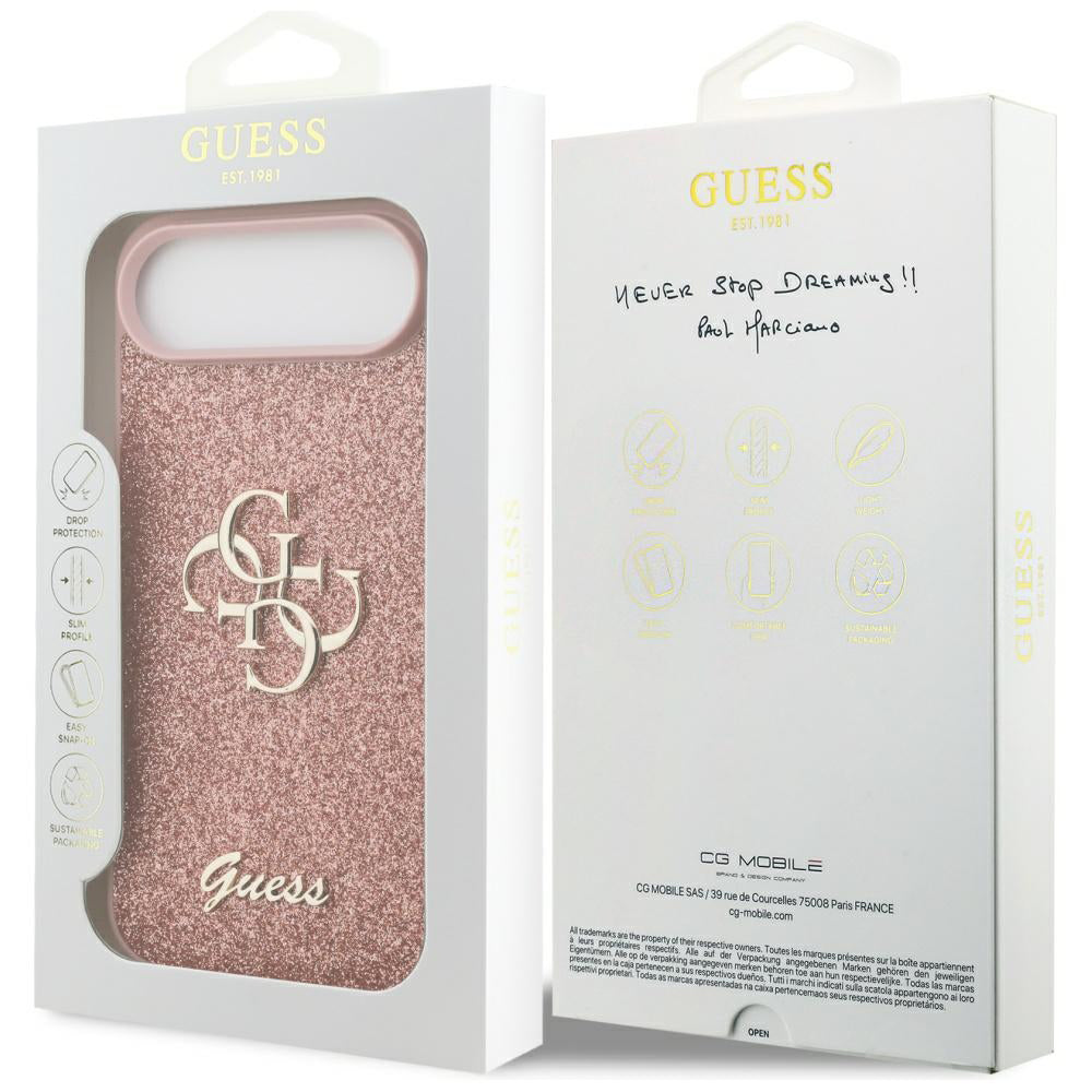 Capa para Apple iPhone 17 Air, Guess, Fixed Glitter Big 4G, Rosa