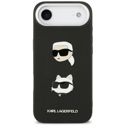 Capa para Apple iPhone 17 Air, Karl Lagerfeld, Grained Karl & Choupette's Heads Pins and Logo, Preta