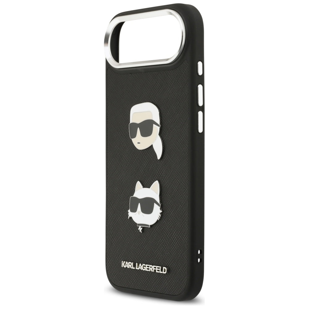Capa para Apple iPhone 17 Air, Karl Lagerfeld, Grained Karl & Choupette's Heads Pins and Logo, Preta
