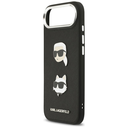 Capa para Apple iPhone 17 Air, Karl Lagerfeld, Grained Karl & Choupette's Heads Pins and Logo, Preta