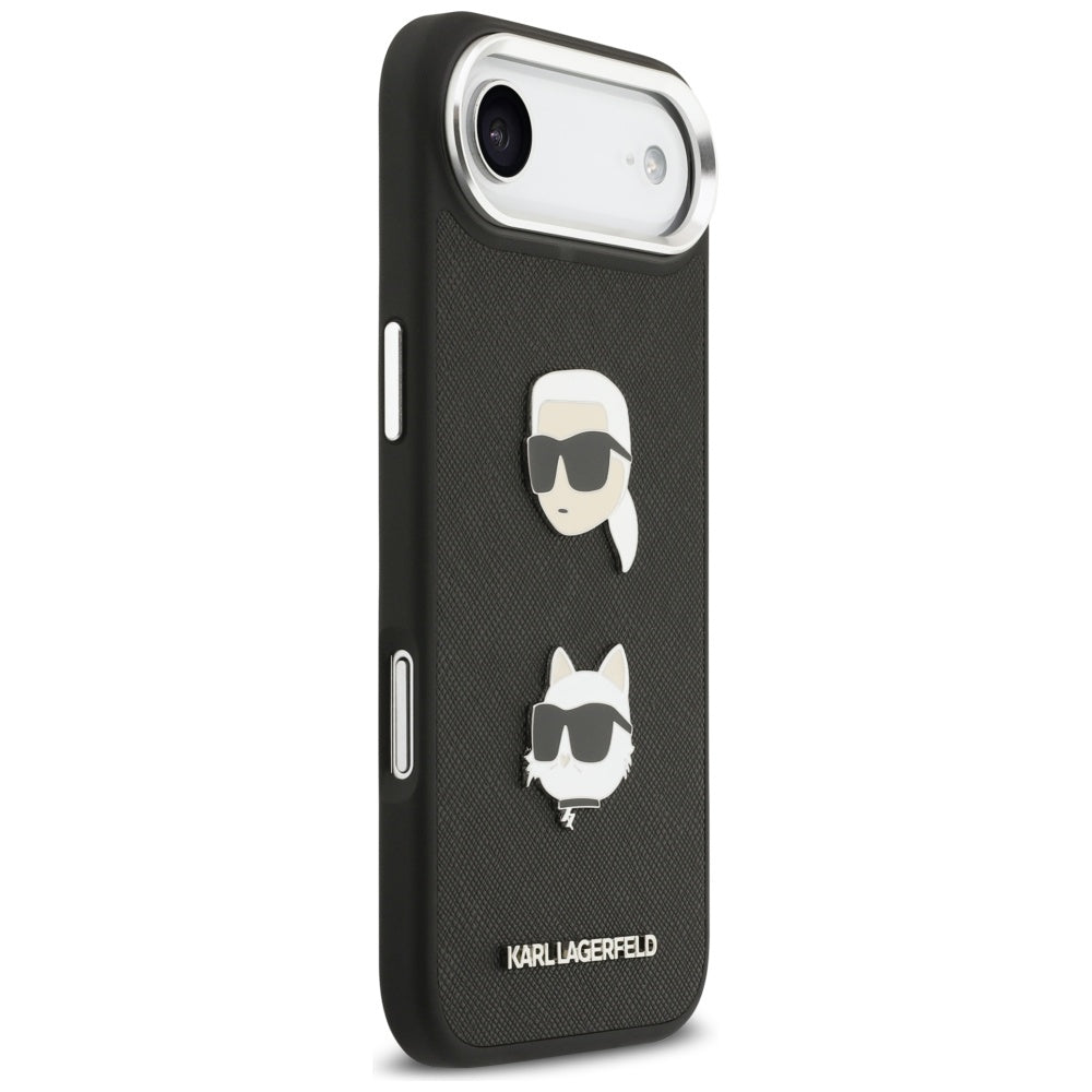 Capa para Apple iPhone 17 Air, Karl Lagerfeld, Grained Karl & Choupette's Heads Pins and Logo, Preta