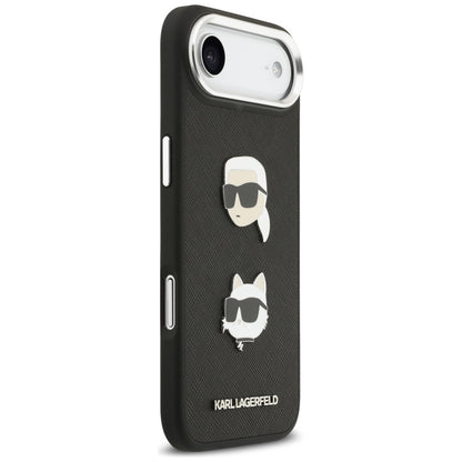 Capa para Apple iPhone 17 Air, Karl Lagerfeld, Grained Karl & Choupette's Heads Pins and Logo, Preta