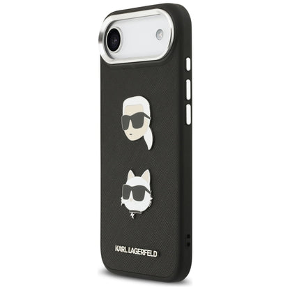 Capa para Apple iPhone 17 Air, Karl Lagerfeld, Grained Karl & Choupette's Heads Pins and Logo, Preta
