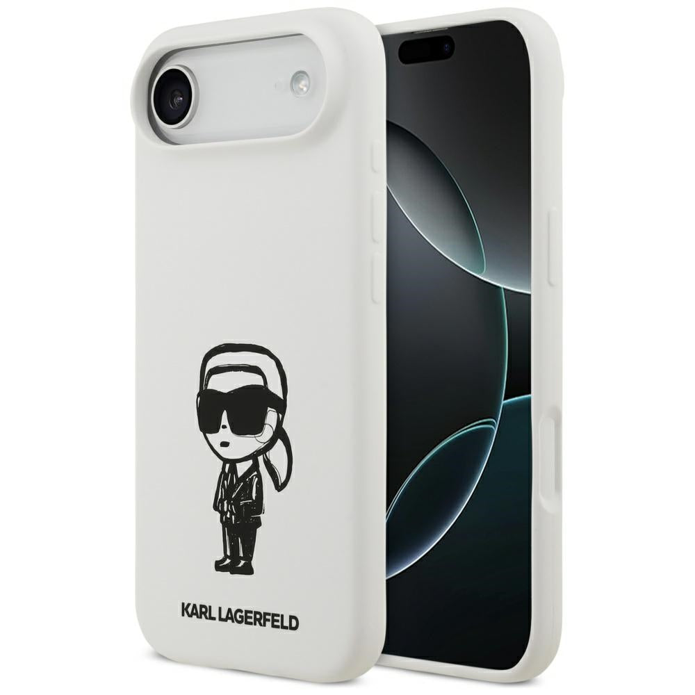 Capa para Apple iPhone 17 Air, Karl Lagerfeld, Sketch and Logo Karl, Branca