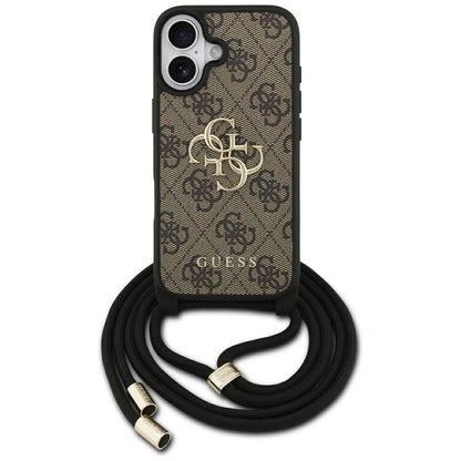 Capa para Apple iPhone 17, Guess, 4G CBDY Big Logo com Alça de Cordão, Marrom