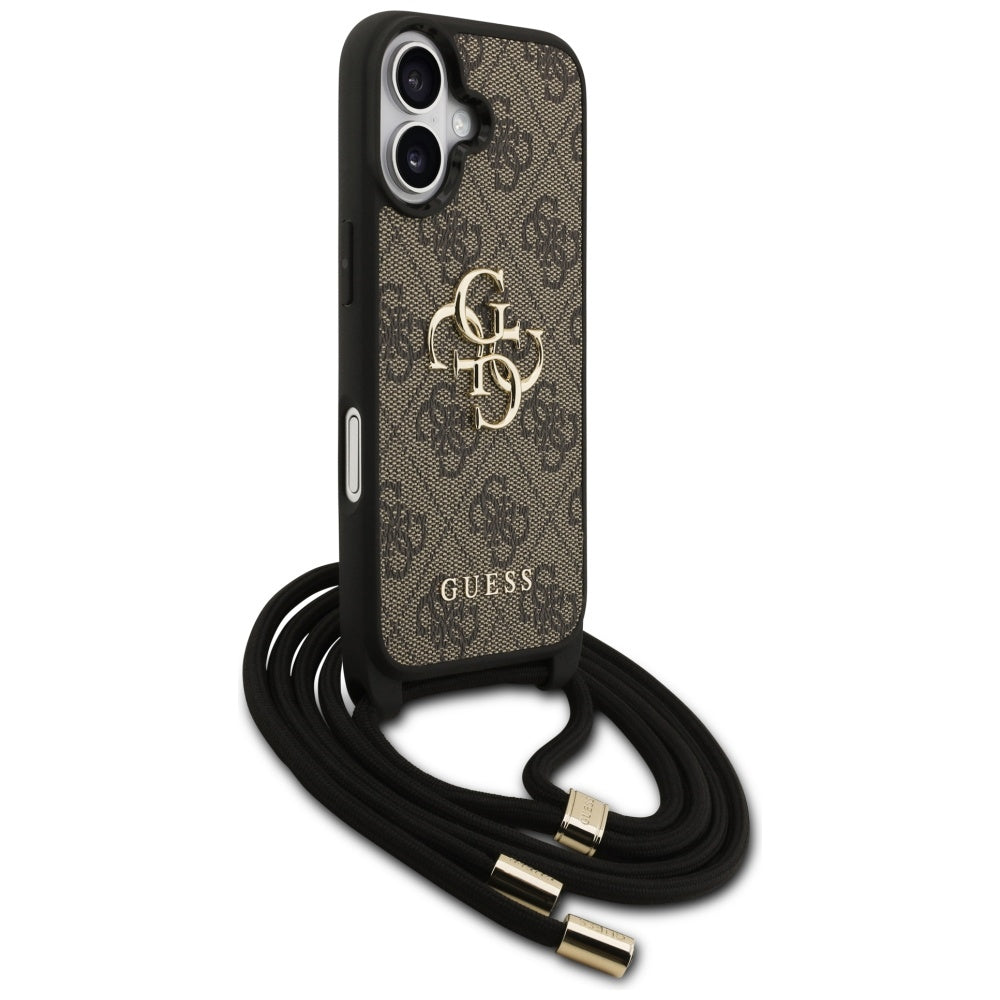 Capa para Apple iPhone 17, Guess, 4G CBDY Big Logo com Alça de Cordão, Marrom