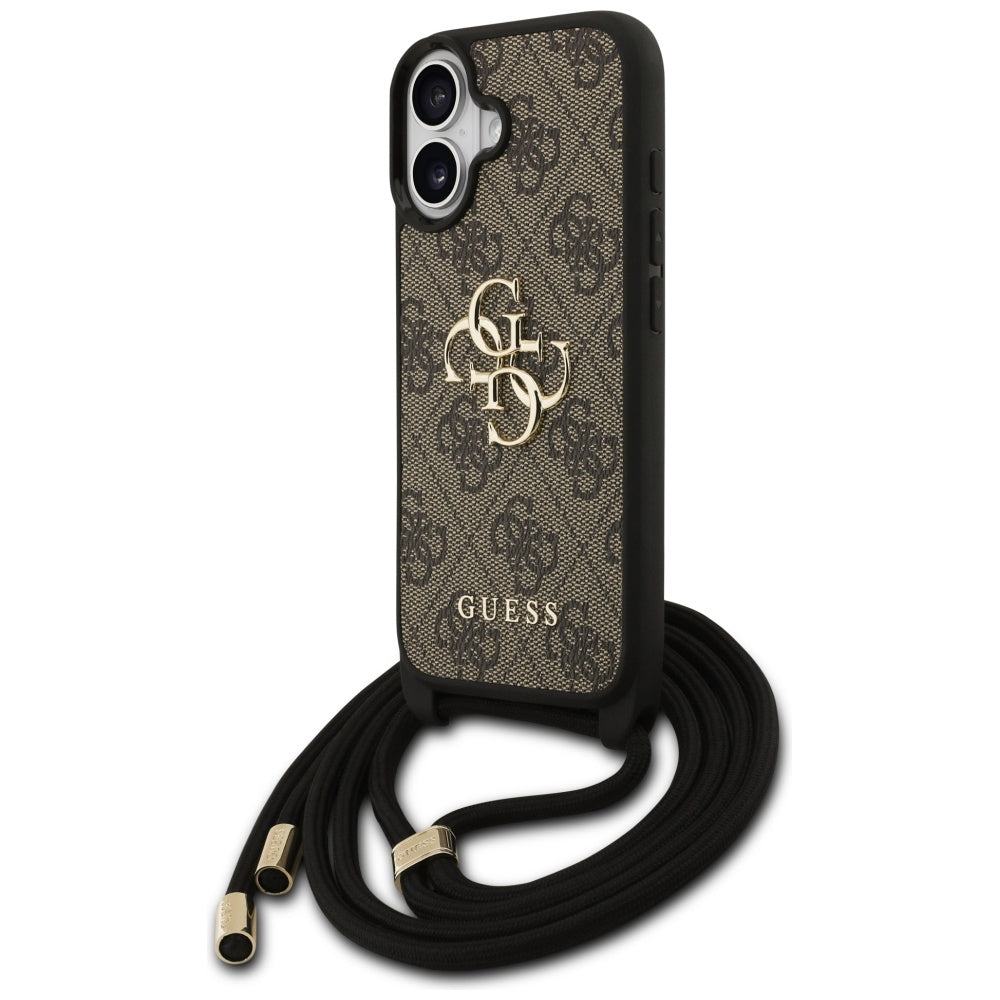 Capa para Apple iPhone 17, Guess, 4G CBDY Big Logo com Alça de Cordão, Marrom