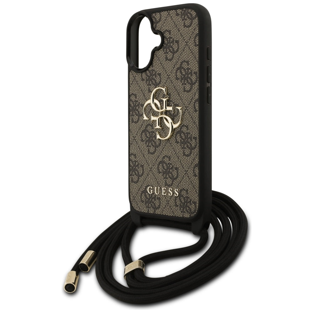 Capa para Apple iPhone 17, Guess, 4G CBDY Big Logo com Alça de Cordão, Marrom