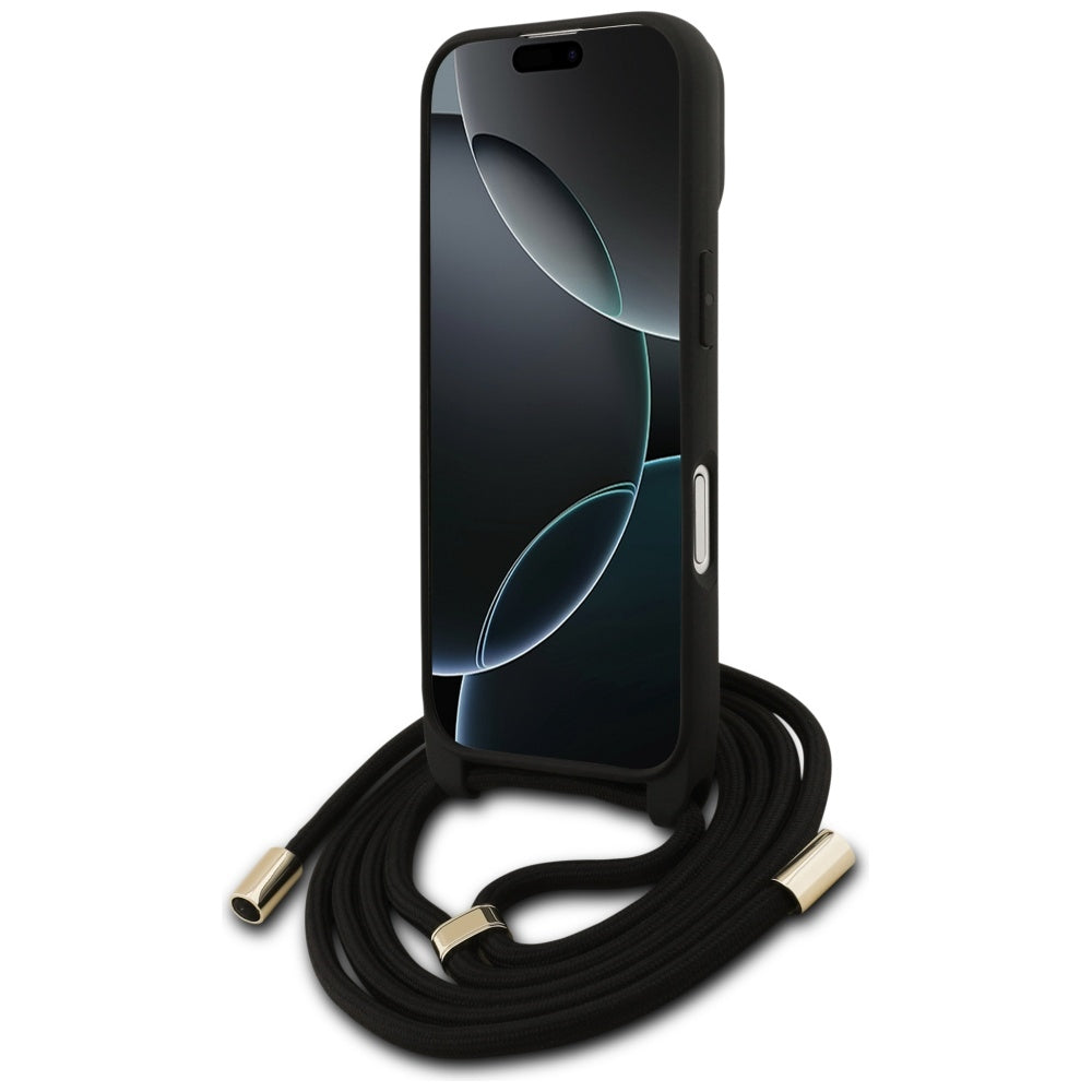 Capa para Apple iPhone 17, Guess, 4G CBDY Big Logo com Alça de Cordão, Marrom