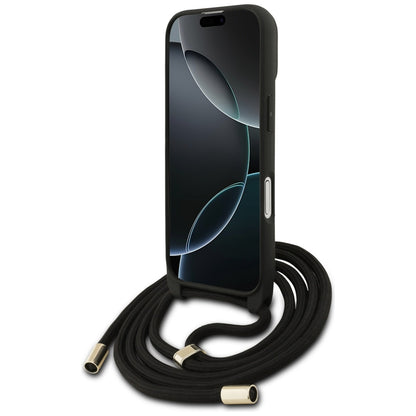 Capa para Apple iPhone 17, Guess, 4G CBDY Big Logo com Alça de Cordão, Preta