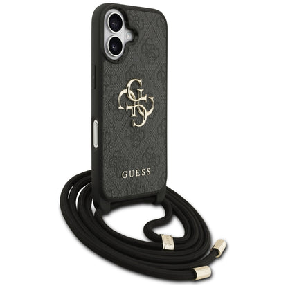Capa para Apple iPhone 17, Guess, 4G CBDY Big Logo com Alça de Cordão, Preta