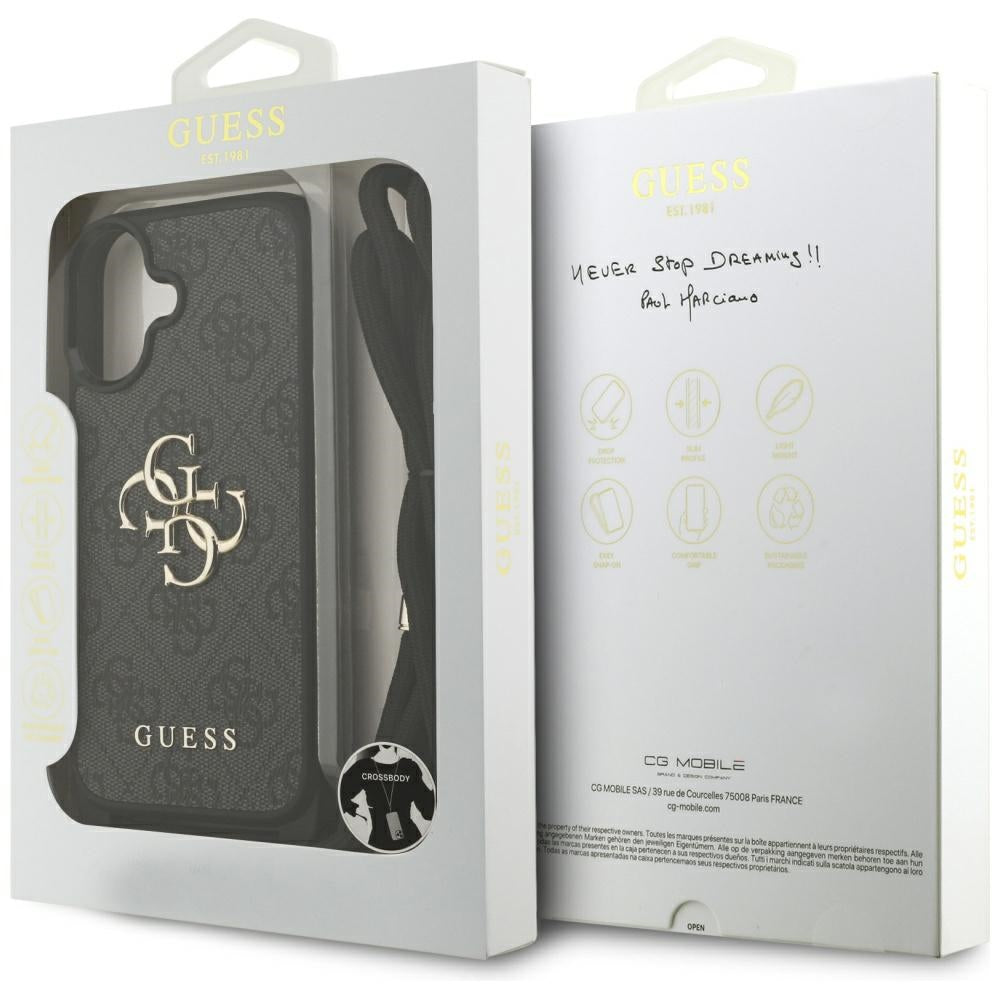 Capa para Apple iPhone 17, Guess, 4G CBDY Big Logo com Alça de Cordão, Preta