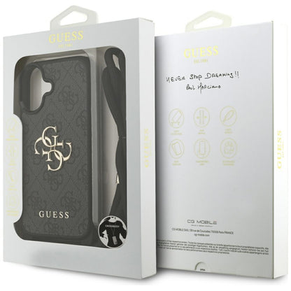 Capa para Apple iPhone 17, Guess, 4G CBDY Big Logo com Alça de Cordão, Preta